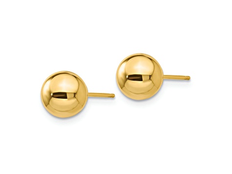 10k Yellow Gold Polished 7mm Ball Stud Earrings