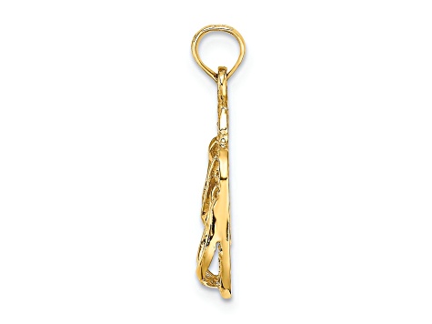 14k Yellow Gold 3D Textured Destin, Florida Double Flip-Flop pendant