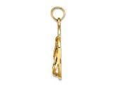 14k Yellow Gold 3D Textured Destin, Florida Double Flip-Flop pendant