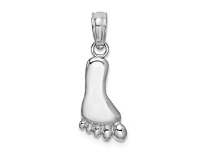 Rhodium Over 14K White Gold Polished Foot Charm