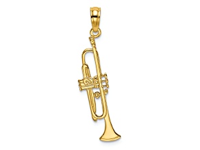 14k Yellow Gold Polished Trumpet Charm