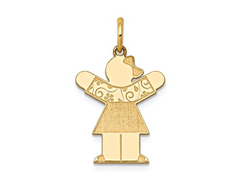 Picture of 14k Yellow Gold Satin Small Girl with Bow Charm