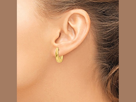 14k Yellow Gold Polished Hinged Hoop Earrings - 16YFZA | JTV