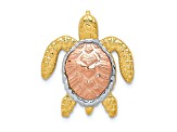 14K Yellow and Rose Gold with White Rhodium Turtle Pendant Slide Pendant