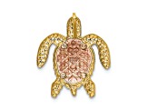 14K Yellow and Rose Gold with White Rhodium Turtle Pendant Slide Pendant