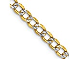 14k Yellow Gold and Rhodium Over 14k Yellow Gold 3.4mm Pave Curb 18 Inch Chain