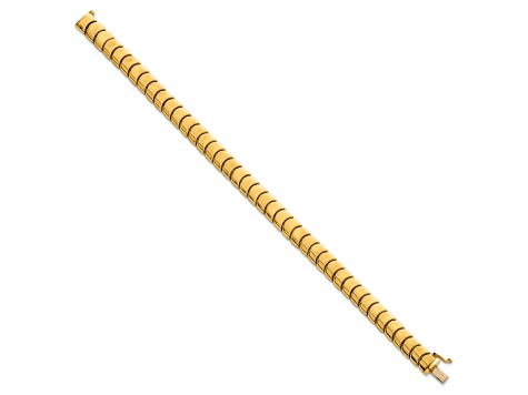 14K Yellow Gold 7.5mm Fancy Link 7.5 inch Bracelet