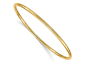 14k Yellow Gold 2.5mm Grooved Slip-on Bangle