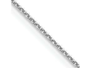 Rhodium Over 10k White Gold 0.6mm Solid Diamond-Cut Round Open Link Cable 18 Inch Chain