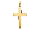 14K Yellow and White Gold Hollow Cross with Drape Charm