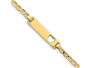 14k Yellow Gold Cut-out Heart Mariner Link ID Bracelet