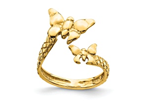 14K Yellow Gold Polished and Textured Butterfly Toe Ring