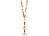 14K Yellow Gold Paperclip and Round Link Y-drop 18-inch Toggle Necklace