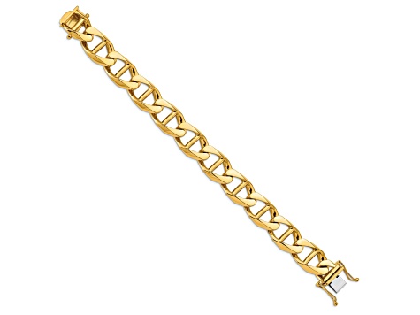 14k Yellow Gold and 14k White Gold 14.6mm Hand-polished Mariner Link Bracelet