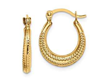 Picture of 14K Yellow Gold Textured Hoop Earrings