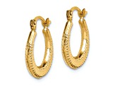 14K Yellow Gold Textured Hoop Earrings