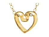 14K Yellow Gold Children's Ribbon Heart Slide With Chain