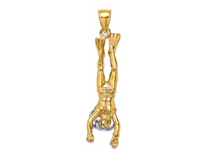 14k Two-tone Gold 3D Female Scuba Diver Charm