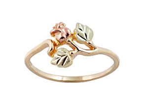 10k Yellow & Rose Gold, 12k Green Gold Grape Leaf & Rose Ring