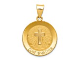 14K Yellow Gold Confirmation Medal Hollow Round Pendant