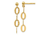 14K Yellow Gold Diamond-cut Oval Link Post Dangle Earrings