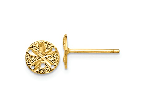 14K Yellow Gold Small 8mm Diam.-Cut Sand Dollar Stud Earrings 14K Yellow Gold Small 8mm Diam.-Cut Sand Dollar Stud Earrings