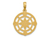 14k Yellow Gold Polished Round Compass Charm