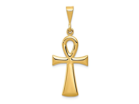 14k Yellow Gold Egyptian Ankh Cross Pendant
