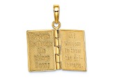 14K Yellow Gold 3-D Moveable Pages Serenity Prayer Book Pendant