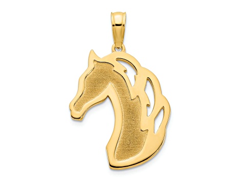 14k Yellow Gold Brushed Horse Head Charm