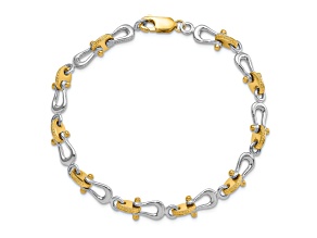 14k Yellow Gold and 14k White Gold Textured Mariner's Link Bracelet