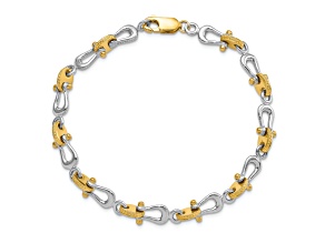 14k Yellow Gold and 14k White Gold Textured Mariner's Link Bracelet
