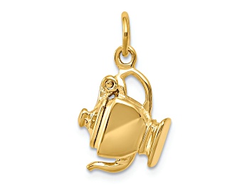 Picture of 14k Yellow Gold 3D Tea Pot Charm Pendant With Hinged Lid