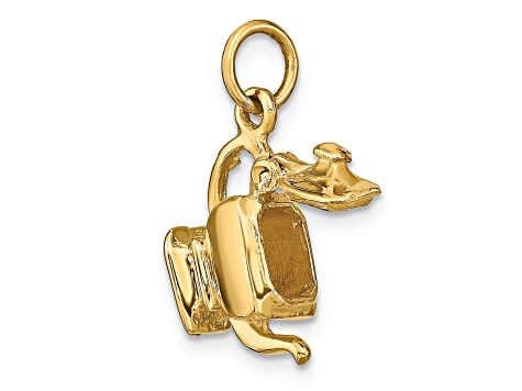 14k Yellow Gold 3D Tea Pot Charm Pendant With Hinged Lid