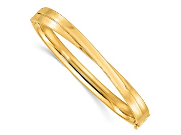 Picture of 14k Yellow Gold 7.4mm Polished Bypass Hinged Bangle