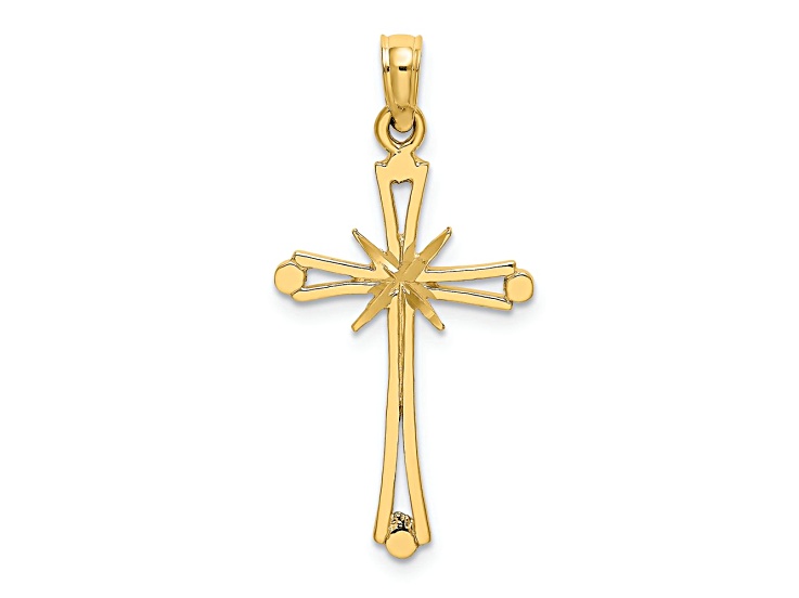 14k Yellow Gold Diamond-Cut with X-Center Cross Charm