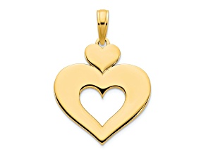 14k Yellow Gold Cut Out Heart Pendant