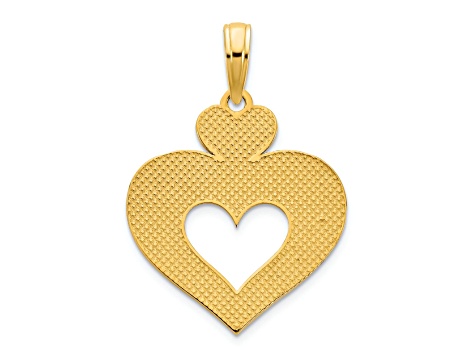 14k Yellow Gold Cut Out Heart Pendant