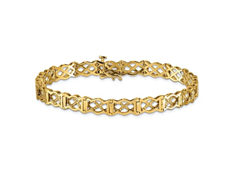 14k Yellow Gold 8mm Polished Criss Cross Link Bracelet