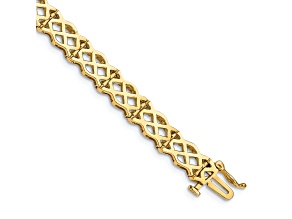 14k Yellow Gold 8mm Polished Criss Cross Link Bracelet