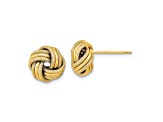 14k Yellow Gold Polished and Textured 9mm Triple Love Knot Stud Earrings
