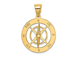 14k Yellow Gold Nautical Compass with Moveable Needle Charm