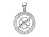 Rhodium Over 14k White Gold Nautical Compass with Moveable Needle Charm