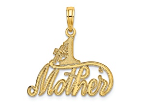 14k Yellow Gold Textured #1 Mother pendant