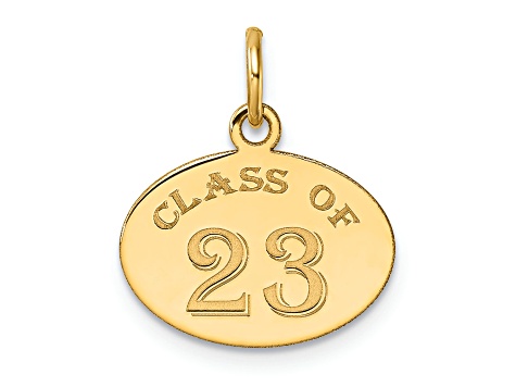 14K Yellow Gold Polished Oval CLASS OF 2023 Charm