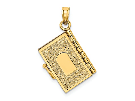 14k Yellow Gold 3D Moveable Brushed and Textured LOVE Book