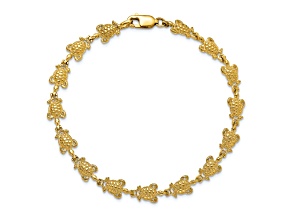 14k Yellow Gold Textured Turtle Link Bracelet