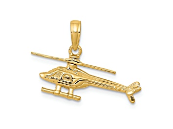 Picture of 14k Yellow Gold Moveable Helicopter Pendant