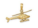 14k Yellow Gold Moveable Helicopter Pendant