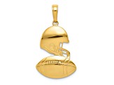 14k Yellow Gold Polished and Textured Football and Helmet Pendant